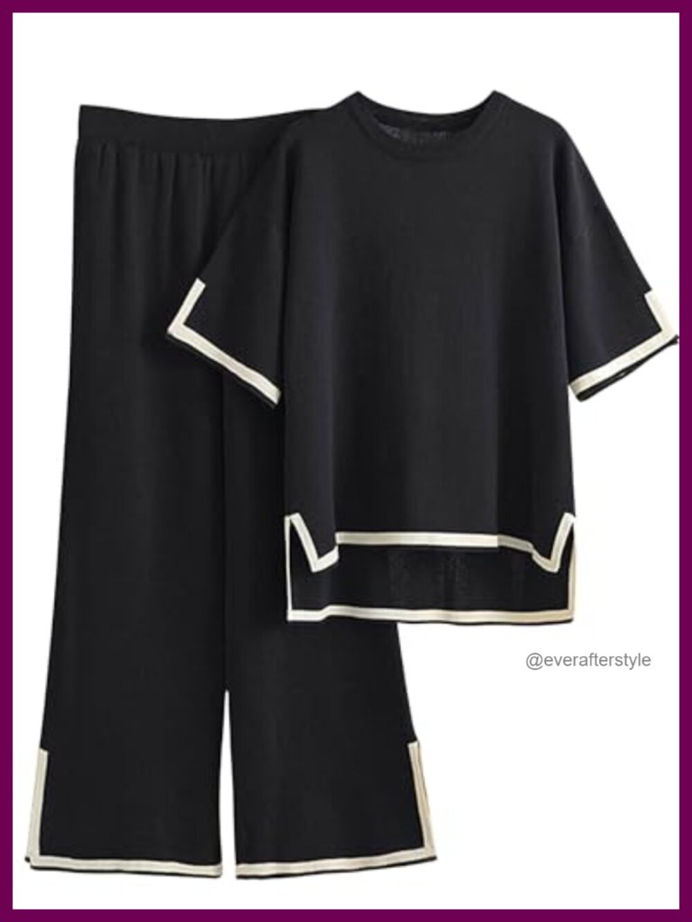 Women's 2 Piece Knit Lounge Set Sweater Top Wide Leg Pants